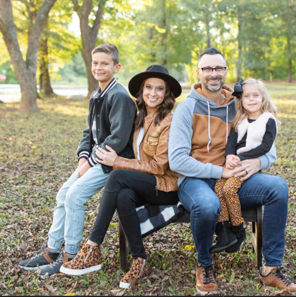 JC Worley with his wife, Kimberly, and his children, Laiklan and London.