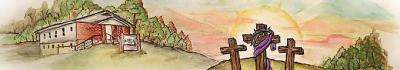 A landscape design of our logo & actual church in background