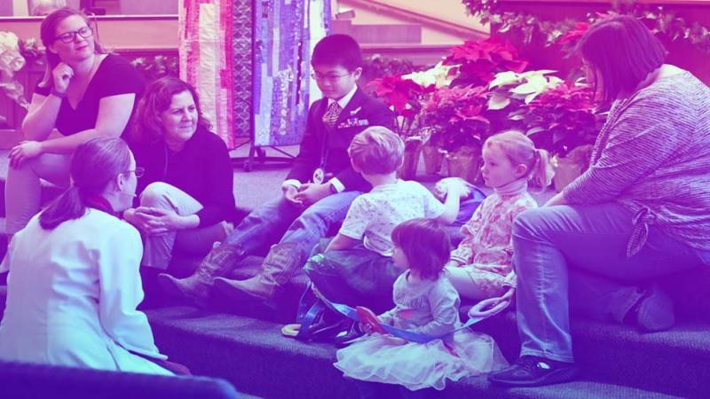 In person worship service includes time with our children, a short lesson from Pastor Sarah, and a 