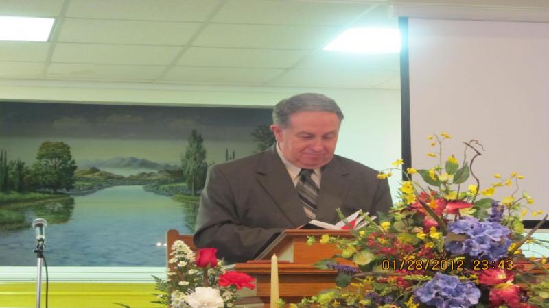 Pastor Croom in the pulpit